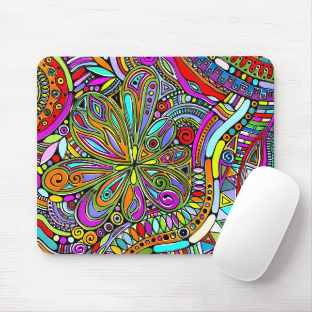 Fantasy Art - Abstrakt Flowers 1 Musmatta (Med mus)