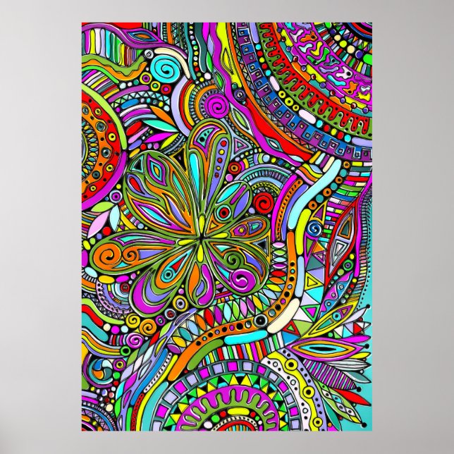 Fantasy Art - Abstrakt Flowers 1 Poster (Framsidan)
