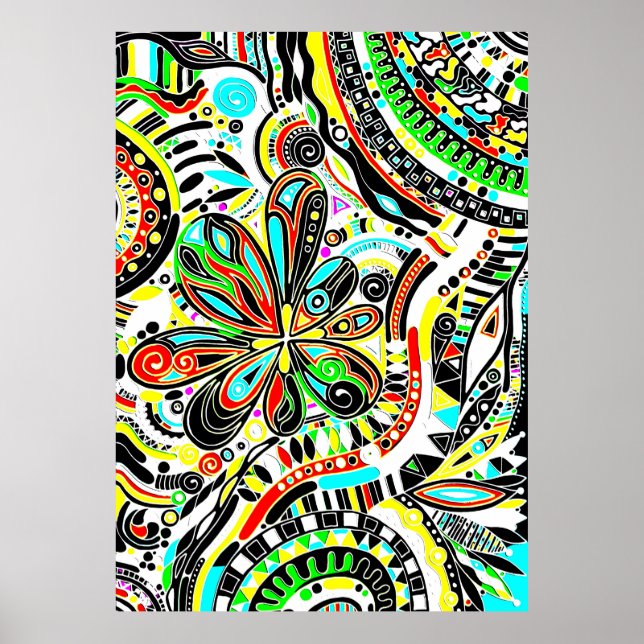 Fantasy Art - Abstrakt Flowers 3 Poster (Framsidan)