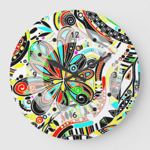 Fantasy Art - Abstrakt Flowers 3 Stor Klocka