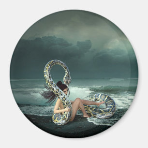 Fantasy Art Dam med Giant Snake Magnet