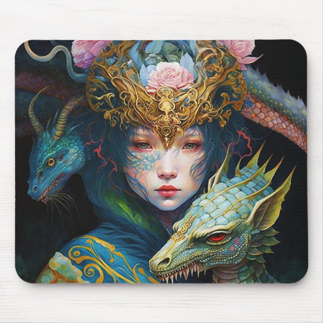 Fantasy Art Dragon Goddess Queen Mouse Pad Musmatta (Framsidan)