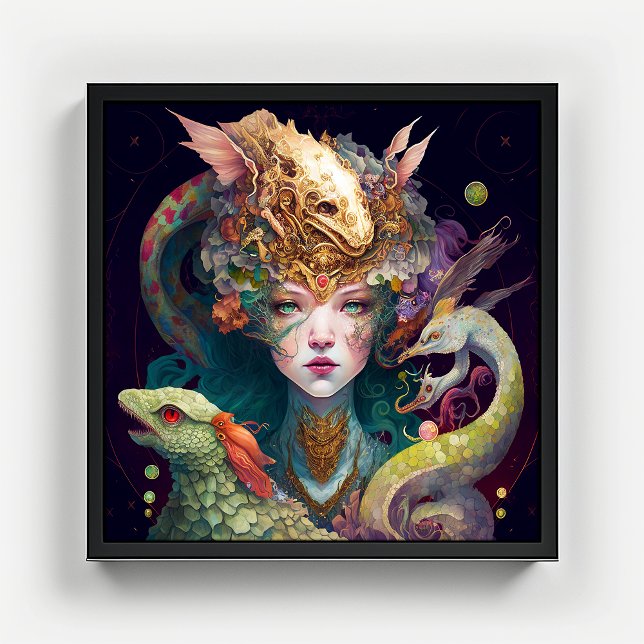 Fantasy Art Dragon Goddess Queen Poster (Skapare uppladdad)