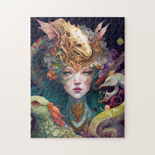 Fantasy Art Dragon Goddess Queen Pussel (Vertikal)