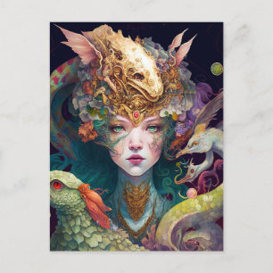 Fantasy Art Drakgudinnadrottning Vykort