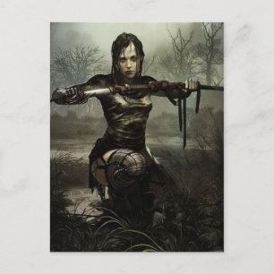 Fantasy Art, Female Warrior med Sword Vykort