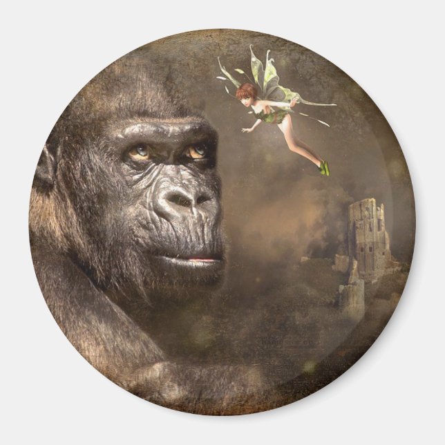 Fantasy Art Gorilla med Fairy Magnet (Framsidan)