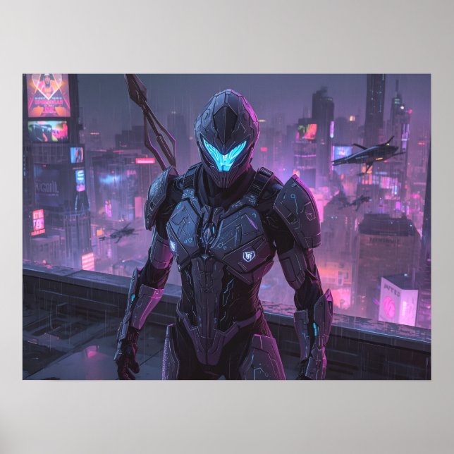 Fantasy Art- Sentinel of the Neon Divide Poster (Framsidan)