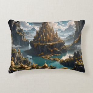 Fantasy Artistic Golden Castle i Heaven Prydnadskudde