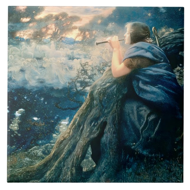 "Fantasy at Twilight" av Edward Robert Hughes Kakelplatta (Framsidan)