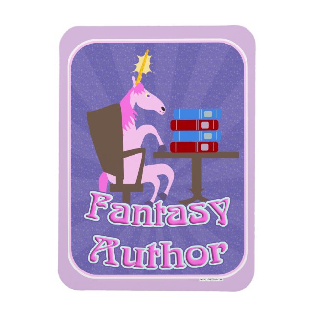 Fantasy Author Unicorn Roligt Writing Slogan Magnet (Vertikal)