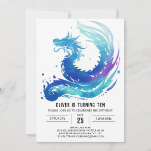 Fantasy Äventyr Dragon Birthday Inbjudningar