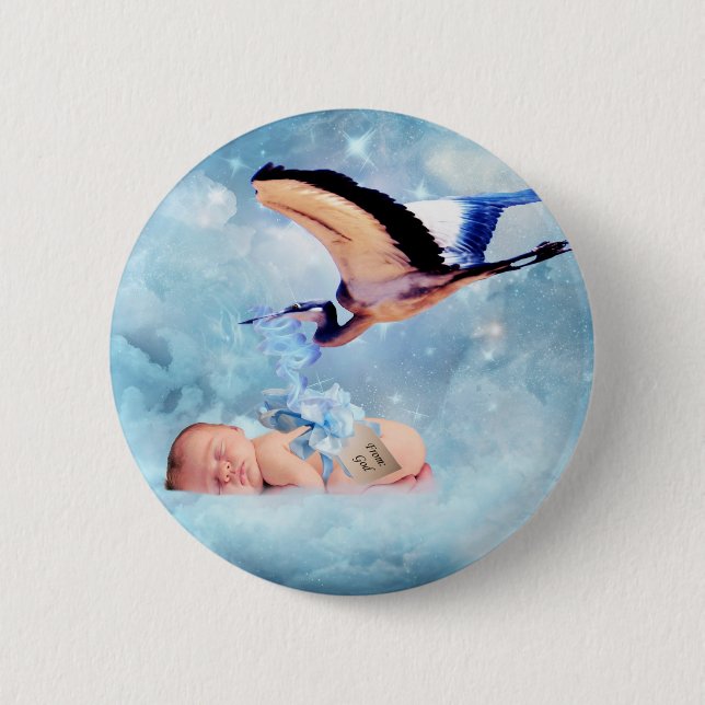 Fantasy baby och stork knapp (Framsida)