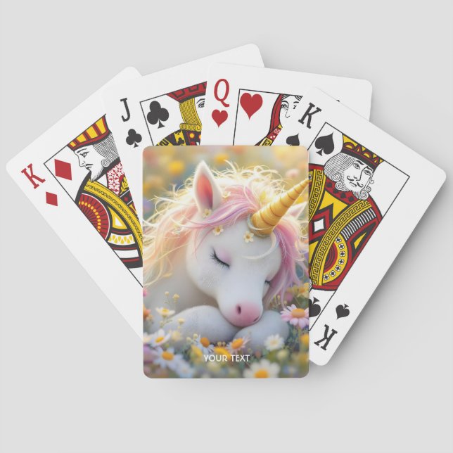 Fantasy Baby Unicorn Flowers Casinokort (Baksidan)