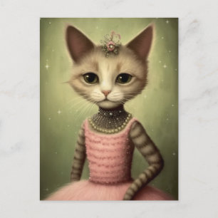 Fantasy Ballerina Katt Vykort