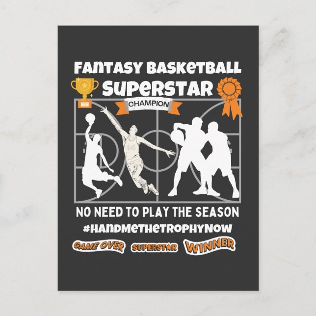 Fantasy basketboll superstar-spel vykort (Framsida)
