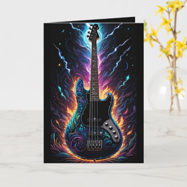 Fantasy Bass Electric Bass Guitar Blank Kort (Gul blomma)