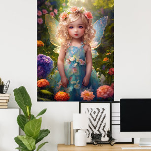 Fantasy BeSnyval Blue Fairy Girl Poster