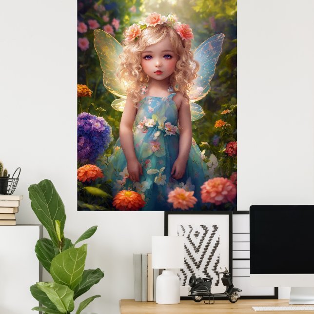 Fantasy BeSnyval Blue Fairy Girl Poster (Hemmakontoret)