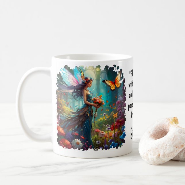 Fantasy BeSnyval Butterfly Fairy Garden Quote Kaffemugg (Med munk)