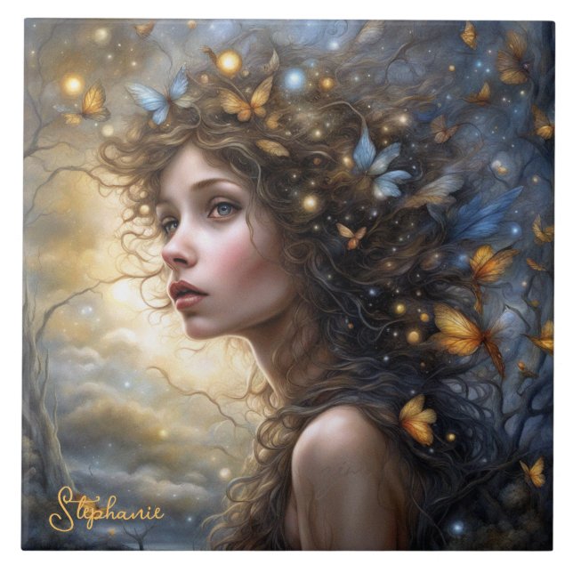 Fantasy BeSnyval Butterfly Fairy Kakelplatta (Framsidan)