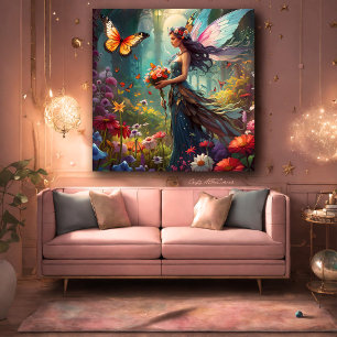 Fantasy BeSnyval Fairy Blomsterträdgård Canvastryck