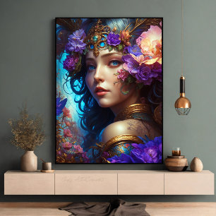 Fantasy BeSnyval Lila Flower Fairy Poster