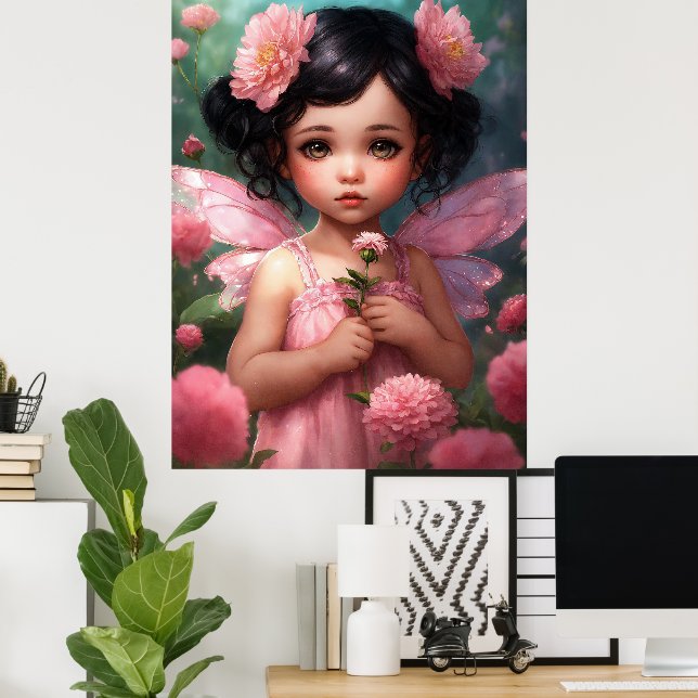 Fantasy BeSnyval Rosa Fairy Girl Poster (Hemmakontoret)
