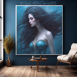 Fantasy BeSnyval Siren Sjöjungfru Canvastryck