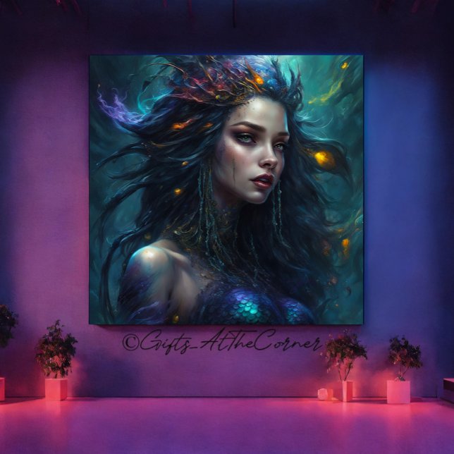 Fantasy BeSnyval Sjöjungfru Princess Violet Canvastryck (Skapare uppladdad)