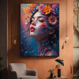 Fantasy Bevackert Colorful Flower Fairy Princess Canvastryck