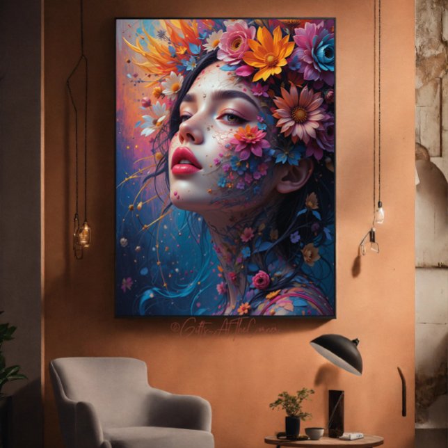 Fantasy Bevackert Colorful Flower Fairy Princess Canvastryck (Skapare uppladdad)