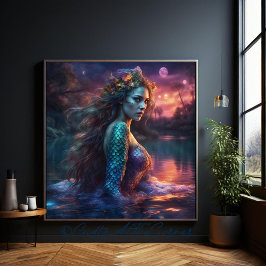 Fantasy Bevackra Princess Siren Sjöjungfru på A Sj Canvastryck