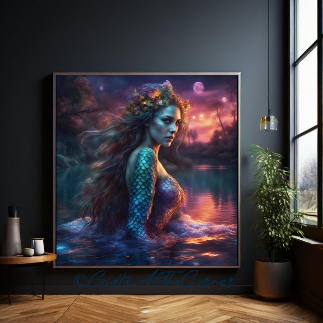Fantasy Bevackra Princess Siren Sjöjungfru på A Sj Canvastryck (Skapare uppladdad)