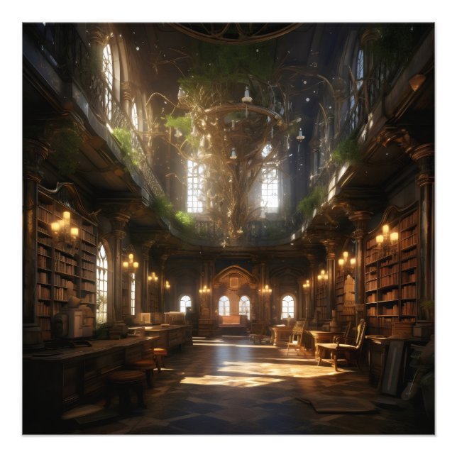 Fantasy Bibliotek Fototryck (Framsidan)