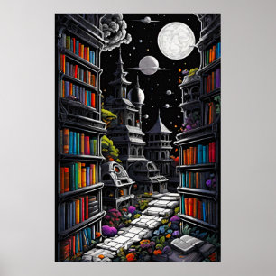 Fantasy Bibliotek Poster