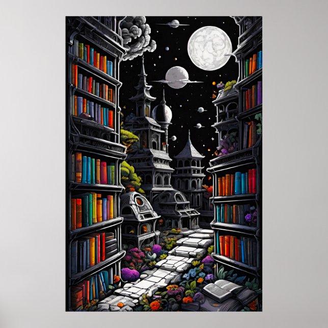 Fantasy Bibliotek Poster (Framsidan)
