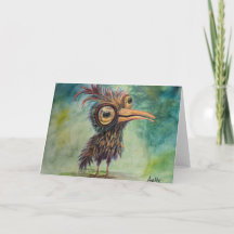 Fantasy Bird Whimsiic Foled Greeting Card