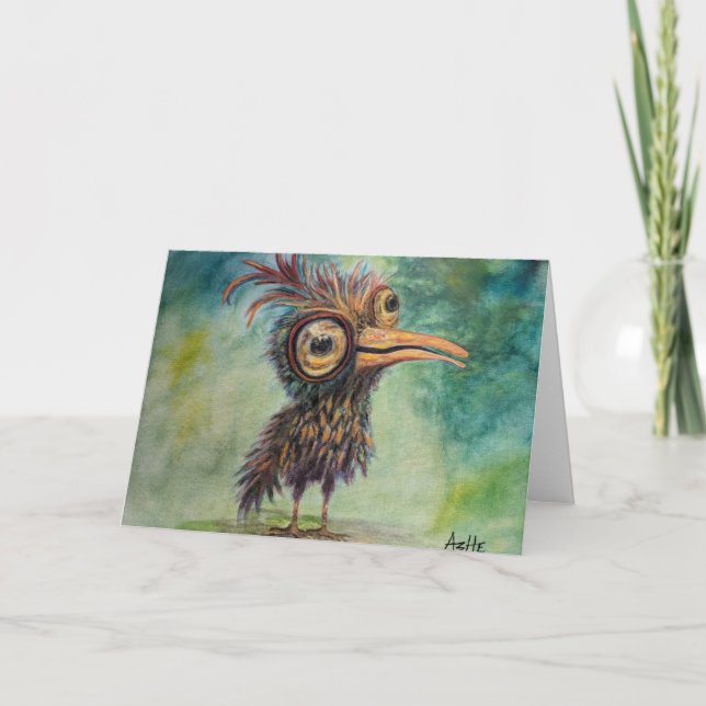 Fantasy Bird Whimsiic Foled Greeting Card Kort (Framsida)
