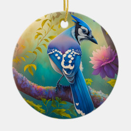 Fantasy Birds Blue Jay Julgransprydnad Keramik