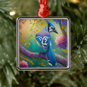 Fantasy Birds Blue Jay Julgransprydnad Metall
