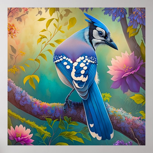 Fantasy Birds Blue Jay Poster (Framsidan)