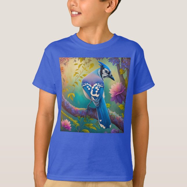 Fantasy Birds Blue Jay T Shirt (Framsida)