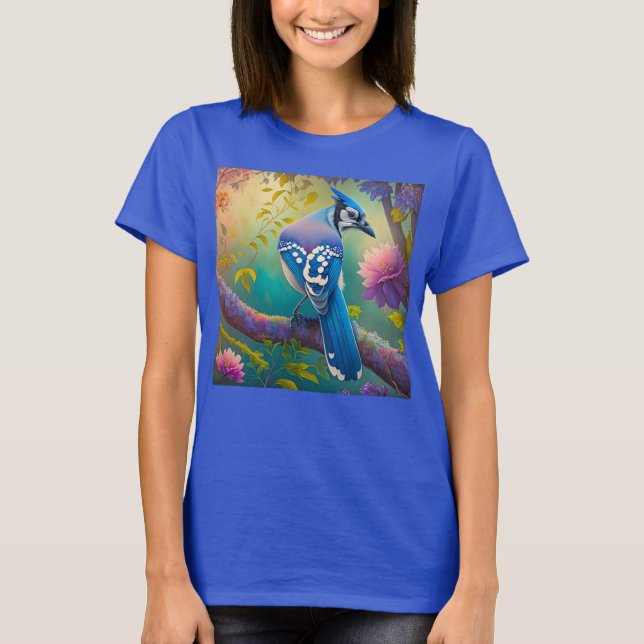 Fantasy Birds Blue Jay T Shirt (Framsida)