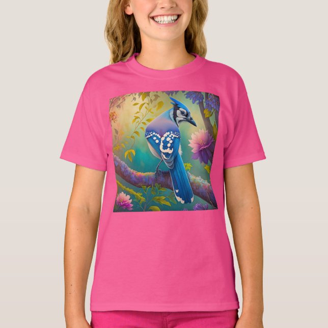 Fantasy Birds Blue Jay T Shirt (Framsida)