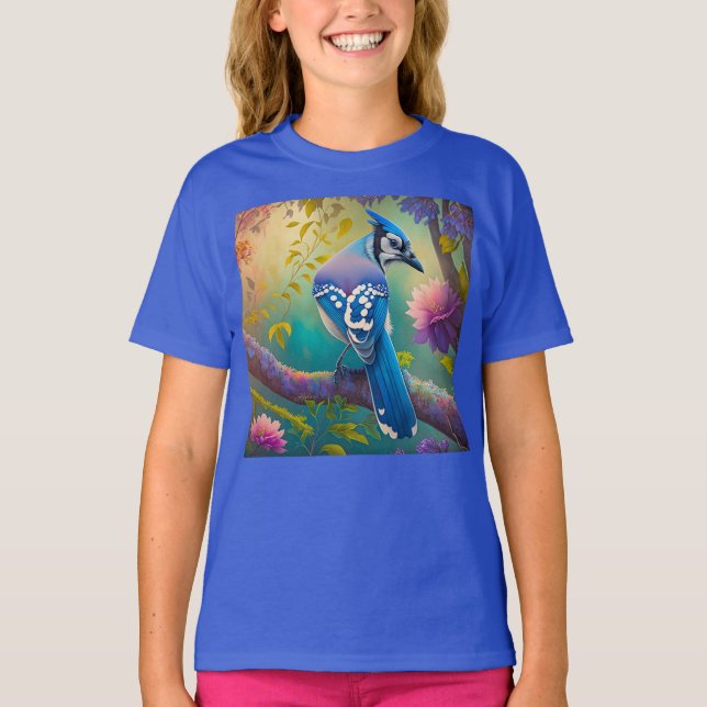 Fantasy Birds Blue Jay T Shirt (Framsida)