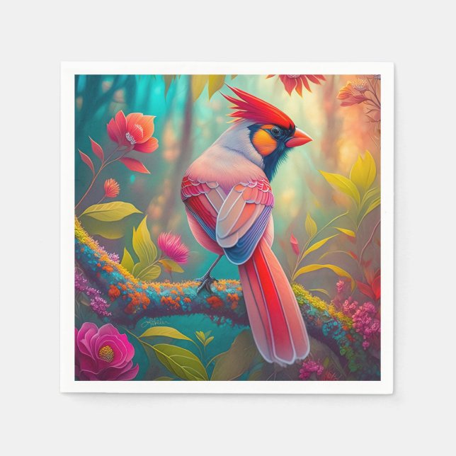 Fantasy Birds Male Cardinal Pappersservett (Framsidan)