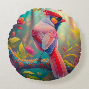 Fantasy Birds Male Cardinal Rund Kudde