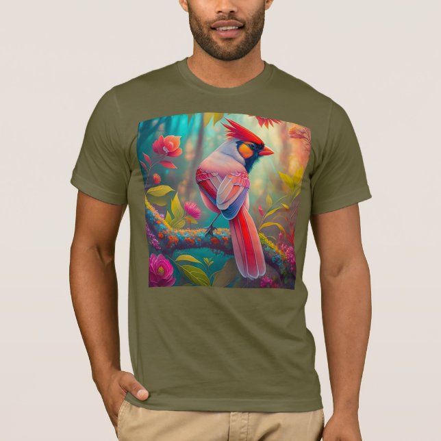 Fantasy Birds Male Cardinal T Shirt (Framsida)