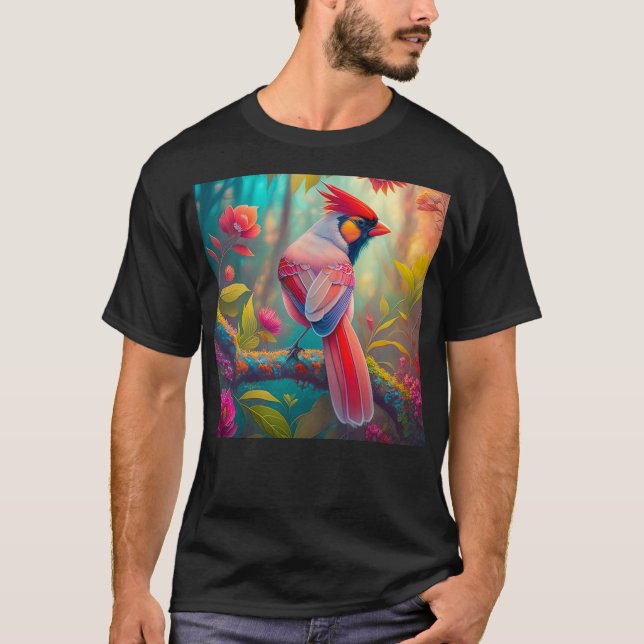 Fantasy Birds Male Cardinal T Shirt (Framsida)